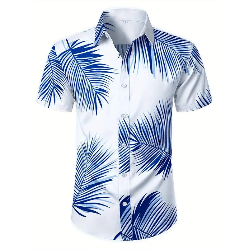 Summer Men Short Sleeve 3D Digital Print Hawaii Shirt Men Casual Lapel Button Shirt Tops
