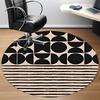 1pc Black and white Abstract Pattern Office Round Area Rug,  Mat Suitable For Office, Under Office Chairs Bedroom Living Room Home Decor, Room Deco