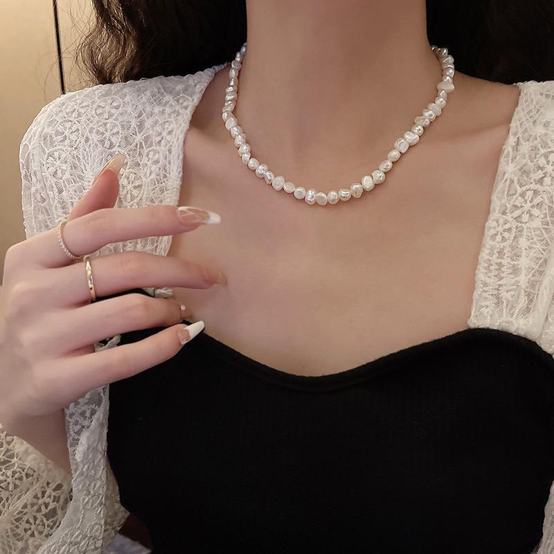 Chic Y2K Pearl Chain Necklace & Bracelet Set - Multiple Styles