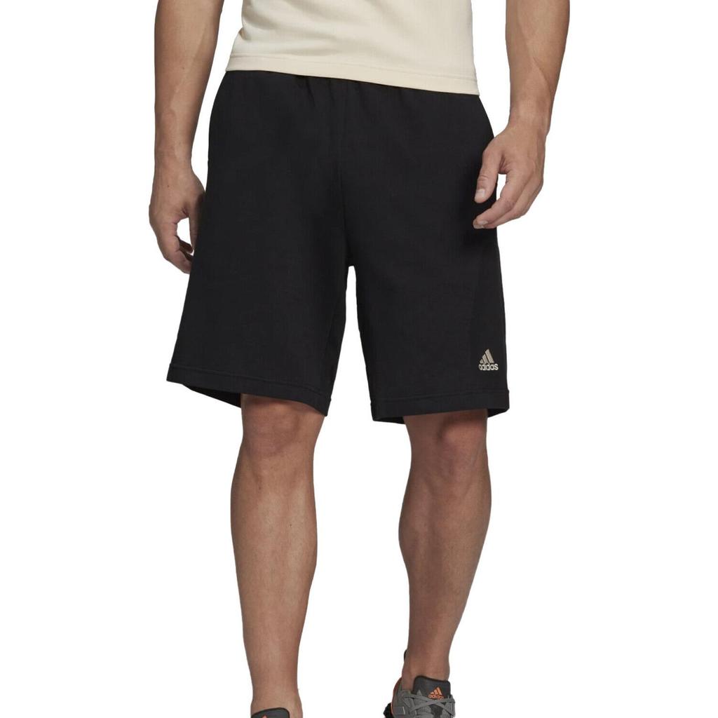 Adidas Solid Color Lace-Up Letter Print Shorts Men Shorts Black HB6590-BLACK