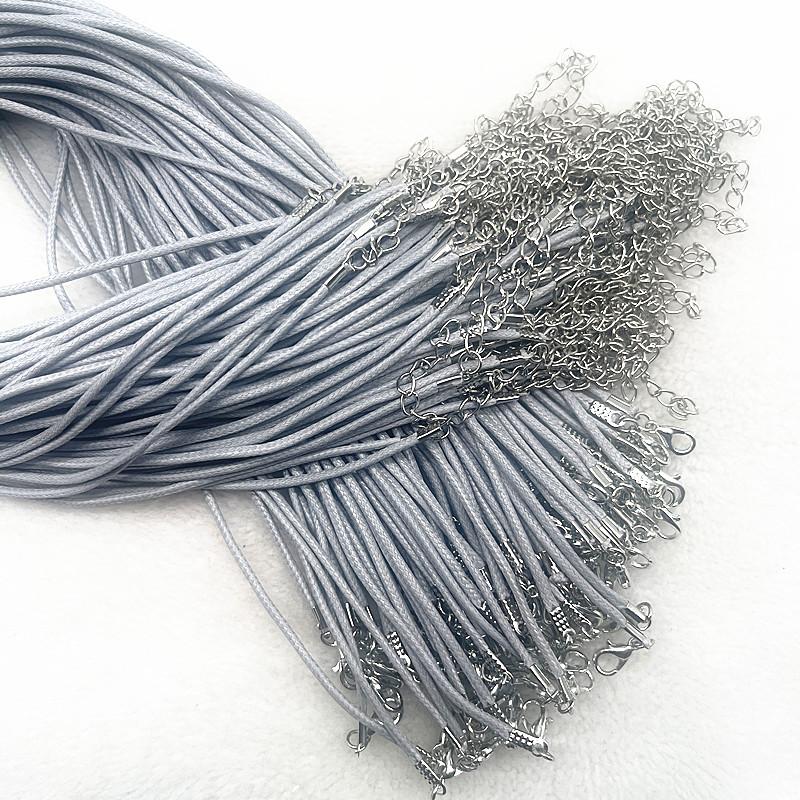 New 10pcs 1.5mm Leather Cord Wax Rope Chain Necklace Extender Chain Lobster Clasp DIY Jewelry Accessories