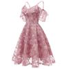 Bright Deer Women Cold Shoulder Bridesmaid Dress Floral Crochet Lace Ruffle Cami Strap Midi Dress for Wedding Evening Formal Party Cocktail Occasions