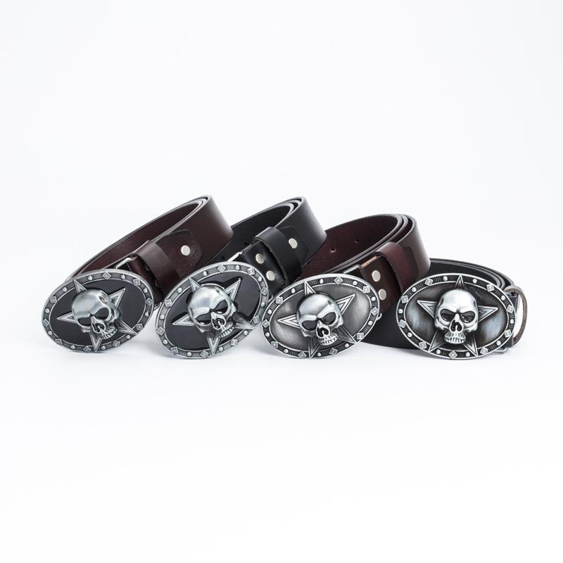 Retro Belt Skull Pentagram Fashion Trend Personality Youth Belt Cowhide Belt