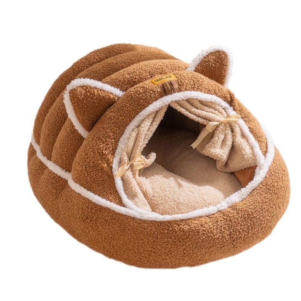 Comfortable Warm Soft Small Pet Bed Portable Cozy Enclosed Cat Bed Mat Deep Sleep Pet Supplies Pet House Kennel Habitats Basket