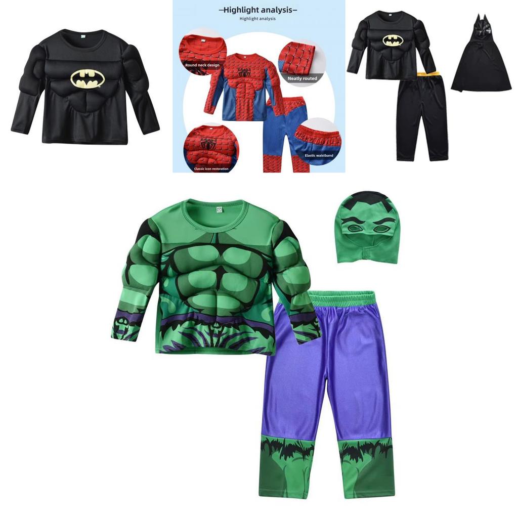 Spider Man Captain America Hulk Batman Superman Kinderen Cosplay Kostuum Set Met Polyester En Spandex Voor Halloween En Podiumshows