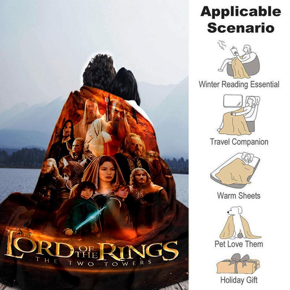 1pc Lord of the Rings Two Towers Flannel Blanket Soft Warm Throw for Home, Office, Travel, All-Season Cozy Bedding Gift L1386