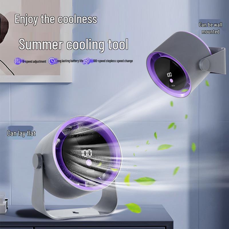 Desktop Oscillating LCD Fan with Digital Display, Ice Pack Cooling, and Light
