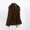 High-end Women's Autumn/Winter Woolen Coat with Versatile Waist Tie and Suit Collar