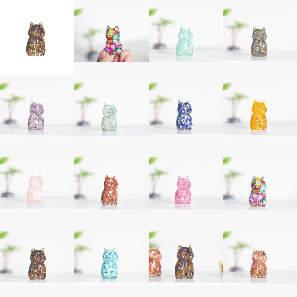 Resin Crystal Cat Figurine With Handmade Resin Art For Home Decor And Gift Giving