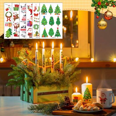 Waterproof Cartoon Candle Surface Decoration Christmas Candle Stickers