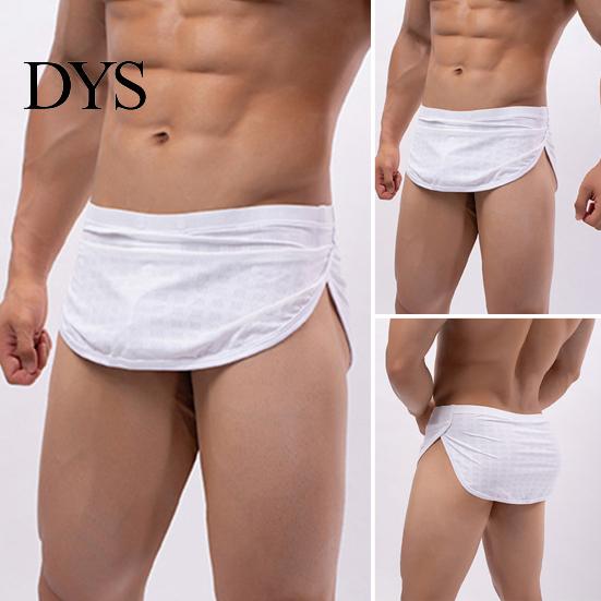 Slim Fit Men Thong Sexy Low-Rise Elastic Waistband Briefs Solid Color Breathable Mesh Panties Daily Wear Boxer