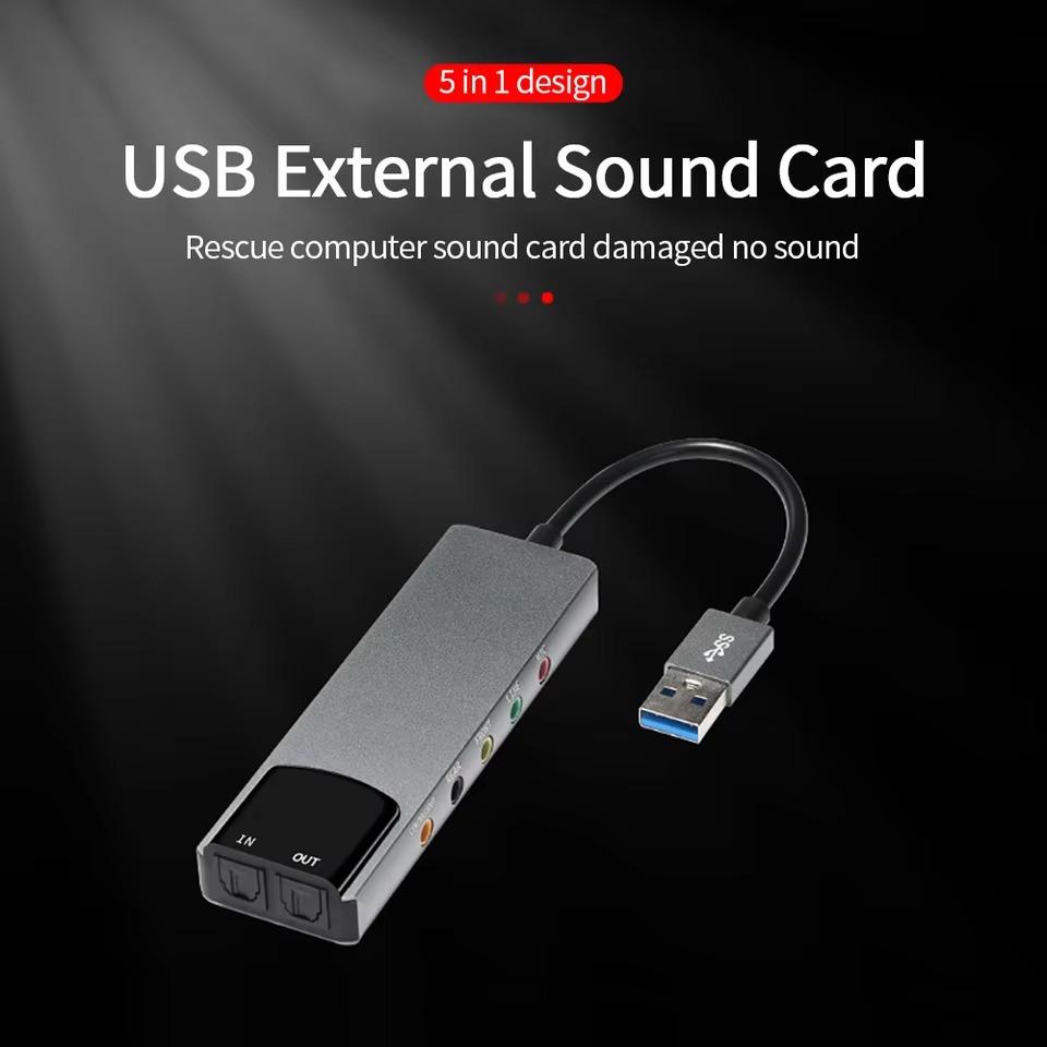 Externe USB-Soundkarte Glasfaser SPDIF-Soundkarte AC-3 DTS-Kopfhöreradapter 7.1 5.1-Kanal-Soundkarte Optischer Adapter für Notebook