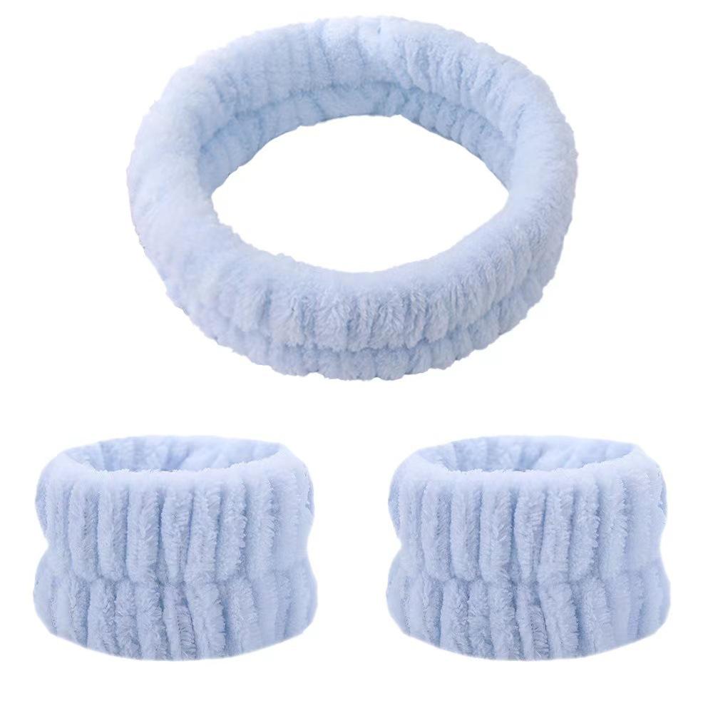 Plush Flannel Absorbent Wristbands & Splash-Proof Headband Set