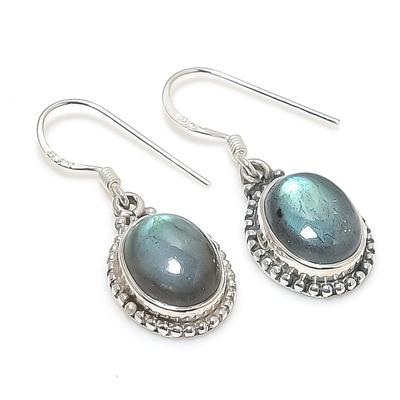 Natural Labradorite Gemstone 925 Solid Sterling Silver Gift Earring 1.25" C6u02