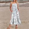 Women's Summer Spaghetti Strap Patchwork Beach Vacation Floral With Pocket Dresses