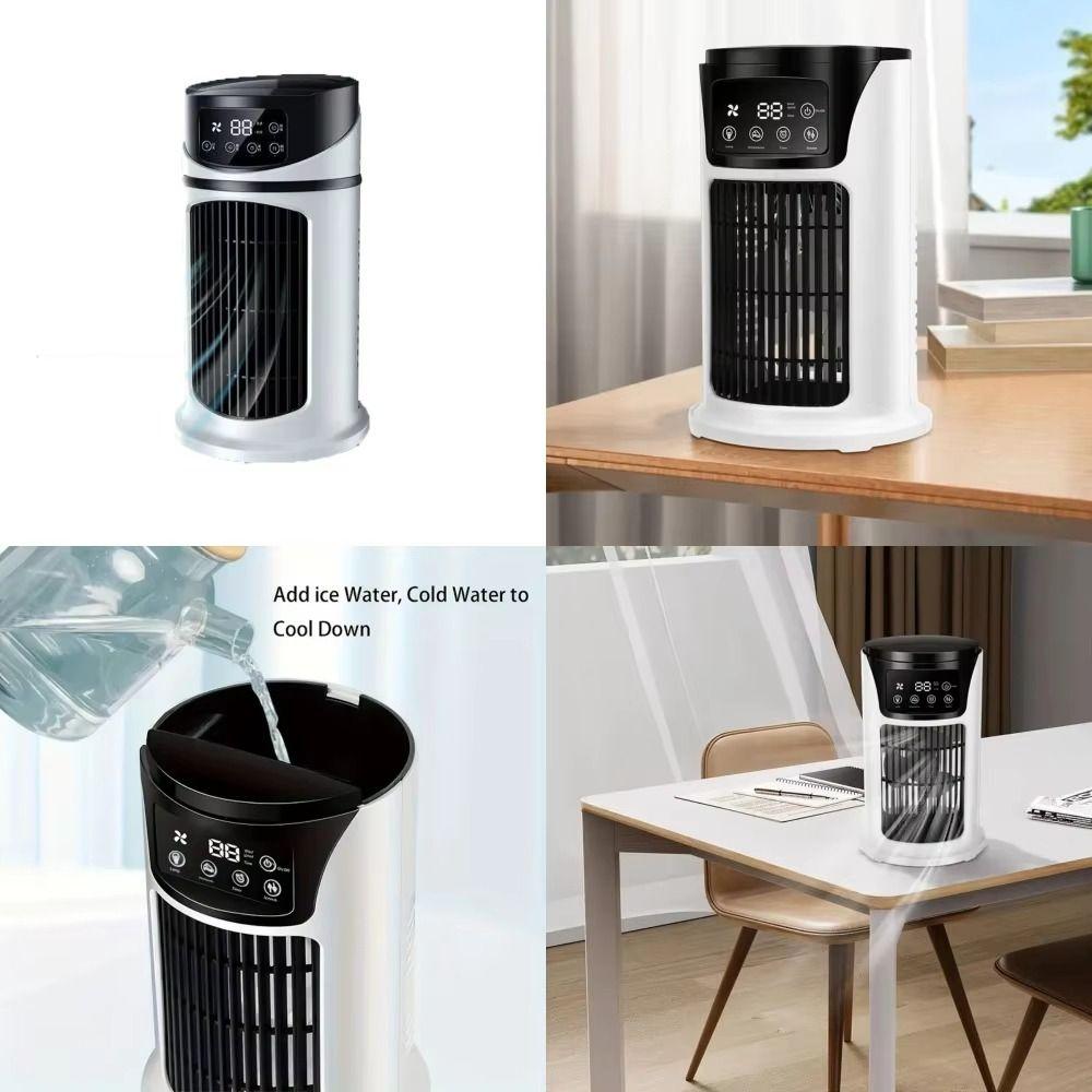 Compact Design Air Cooler Fan Water Mist Atomization Low-Noise Operation Portable Air Conditioner Dual Fan Heads for 5V/2A