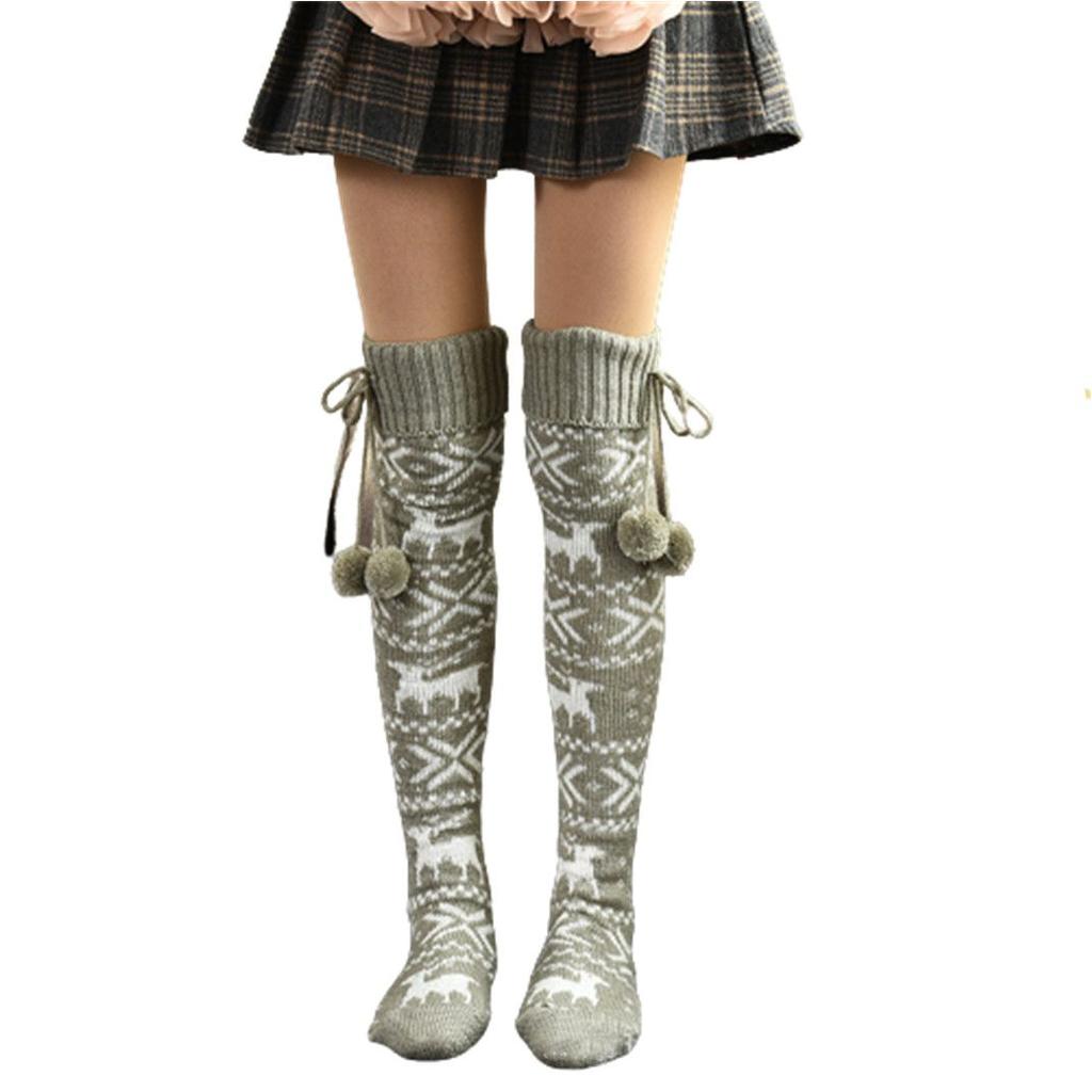 Thigh Winter Ladies Girls Women's Socks Warm Knit Socks Over The Knee Socks Christmas Stockings