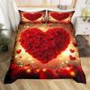 Purple Red Rose Wine Pink Heart 3D Print Bedding Set Cozy Soft Duvet Cover King Queen Twin Size Birthday Gift Bedroom Decoration