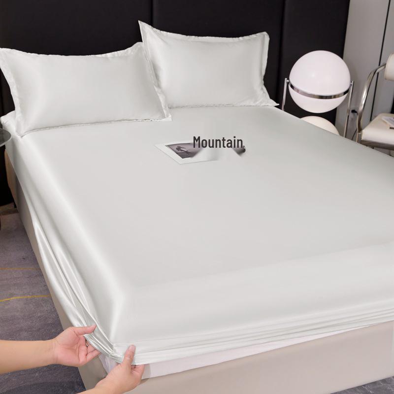 Přiléhavé prostěradlo z ledového hedvábí: Letní jednobarevný, k pokožce šetrný, chladivý, protiskluzový chránič matrace