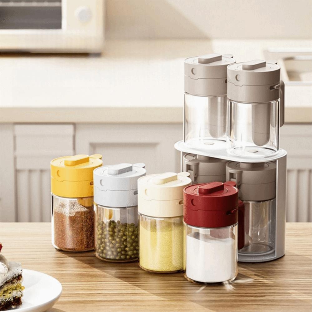 Sealed Glass Spice Bottle Moisture-proof Spice Sorting Bottle 2 In 1 Salt Container  Kitchen