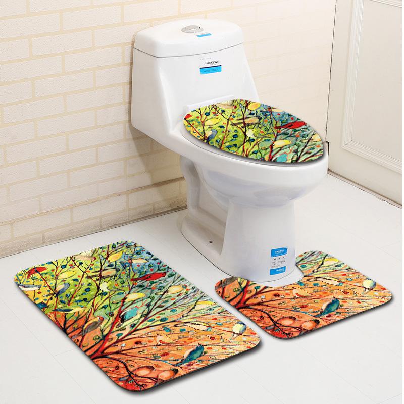 Bathroom Floor Mat Bathroom Mat Toilet Three-Piece Set