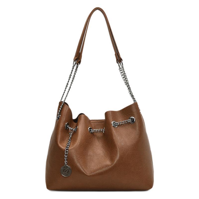 Soft Leather Handbag 2025 New Women's Bag Simple Retro Small Leather Bag Fashion Cosmetic Bag Solid Color Chain Diagonal Backpack