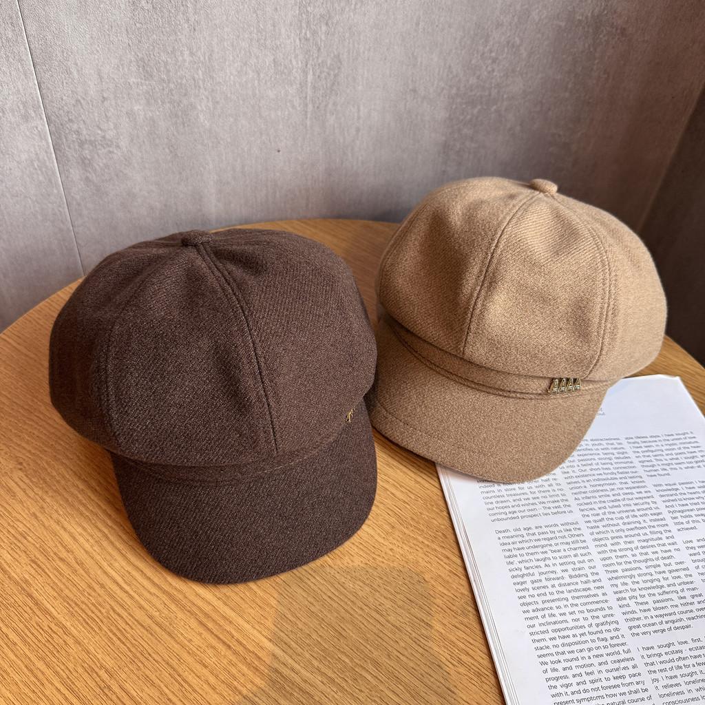Color Solid Letter A Retro Beret Hat Ladies Polyester Fabric Fashion Accessory