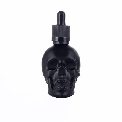 30ml schwarze Totenkopf-Glastropfflasche, süße Flaschen für ätherische Öle mit Pipette für Parfüm