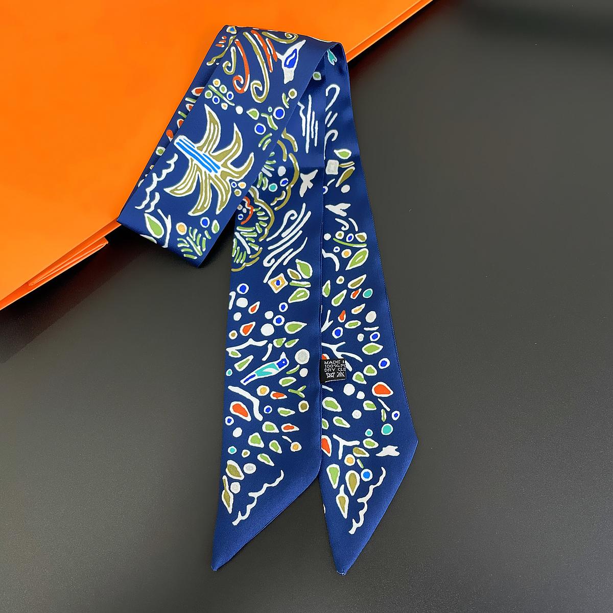 Новый нарисованный вручную женский шарф, роскошный брендовый шелковый шарф, модная повязка на голову, узкая сумка для волос, шарфы, дизайн шейного платка