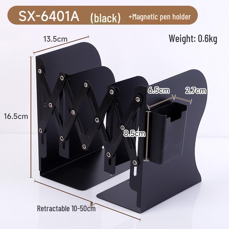 Magnetic Retractable Book Stand with Pen Holder - Desktop Bookcase Divider and Folding Fixer.