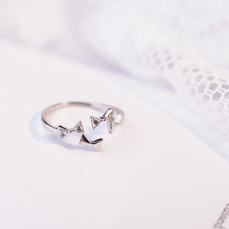 Bow Fashionable Butterfly Ring Adjustable Opening Rhinestone Inlay Trendy Womens Accessory