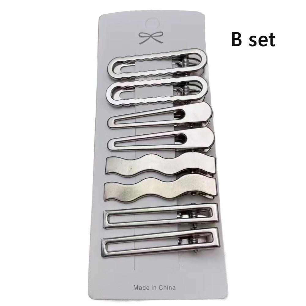 8Pcs/Set Vintage Silver Y2K Hair Clip Set Duckbill Clip Side Clips Retro Hairclip  Women Girls