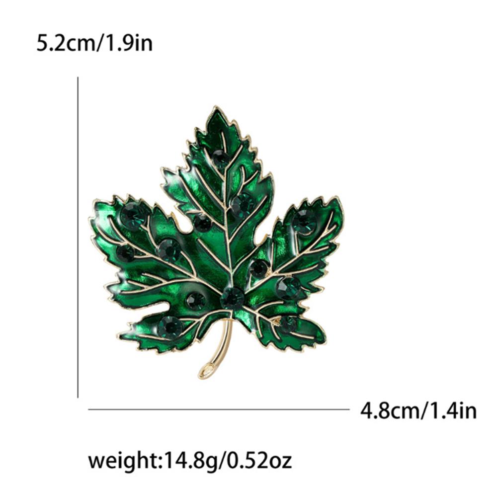 Fashionable maple leaf enamel gem brooch, women's anti-exposure pin, fixed clothes metal buttons, wedding party gifts