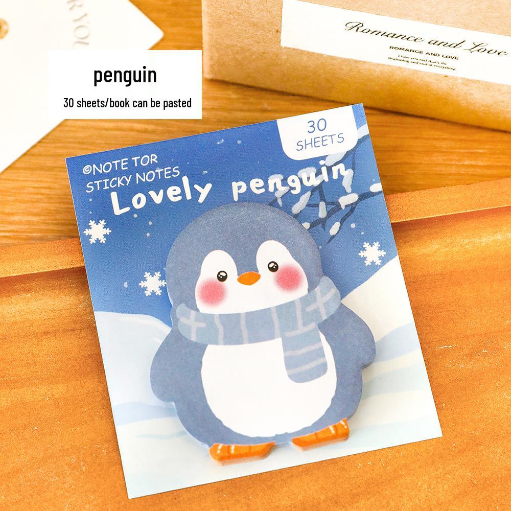Adorable Arctic Animals Reusable Sticky Notes Notebook - Portable Cartoon Message Stickers Gift