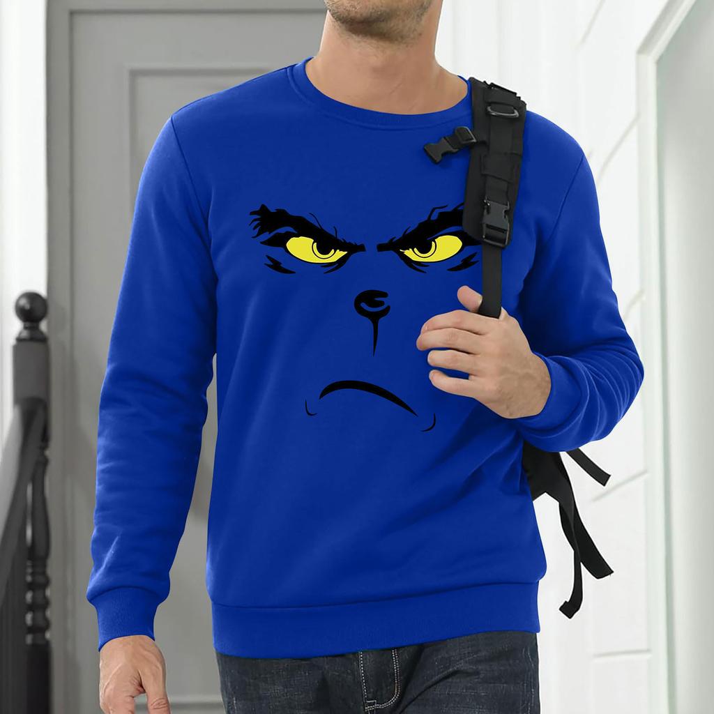 Herr Sweatshirt Julskjorta Långärmad Rolig Helg Crewneck Jul Toppar