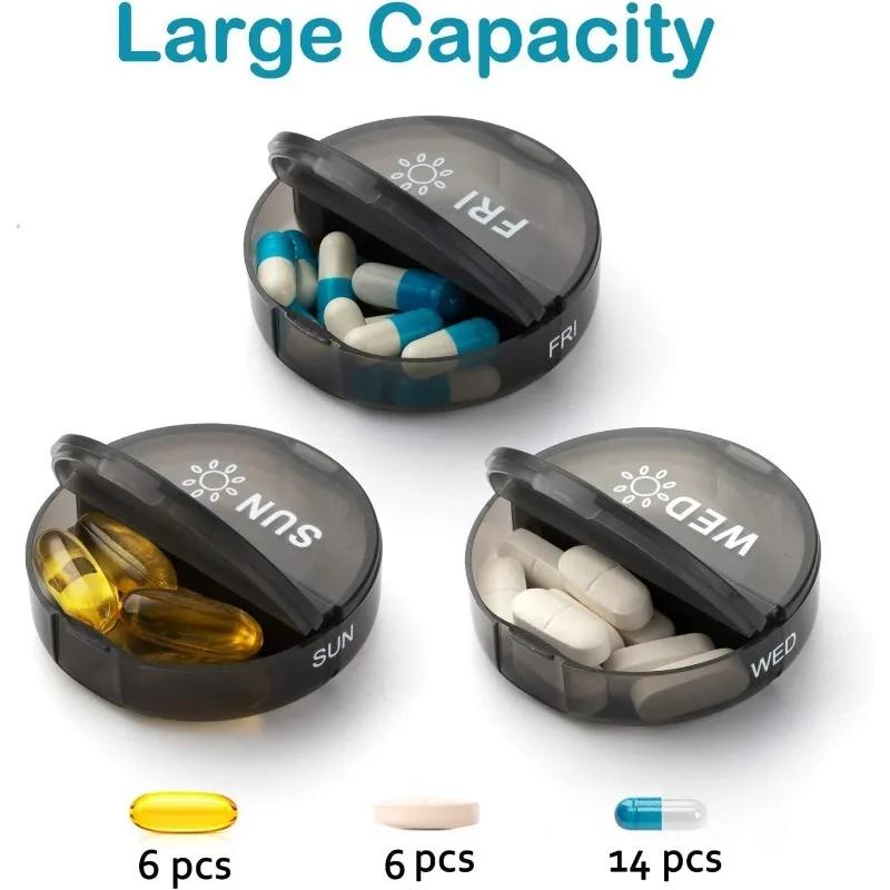 Weekly 7 Days Pill Medicine Box Holder Organizer Weekly 7 Day 14 Slots Pill Storage Box for Medications Supplements Vitamins