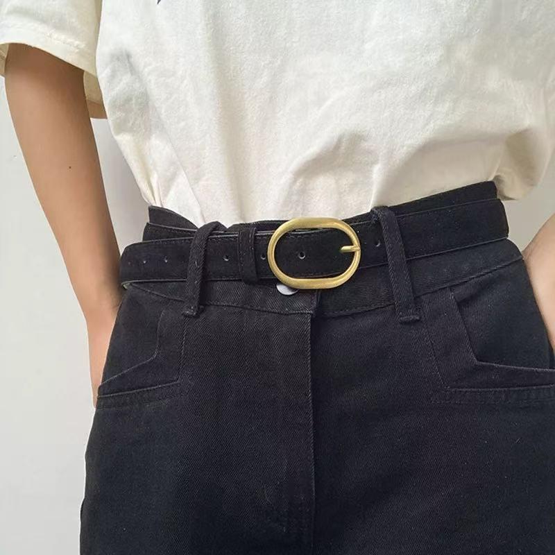 Womens Wide PU Leather Belt With Alloy Pin Buckle Vintage Chic Style Jeans Outfits Black
