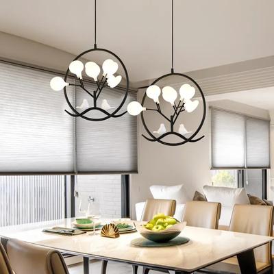 Żyrandol w kształcie klatki dla ptaków Lampa Nordic Design Żyrandol z gałęzi drzewa Wewnątrz domu Kuchnia Jadalnia Restauracja żyrandol w kształcie aureoli