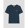 Saendeusaundeu (Women) Crop Striped Short Sleeve T-Shirt Navy
