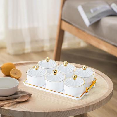 Divided Serving Dishes Portable with Lid Modern Multifunctional Dried Fruit Plate for Chocolate Dessert Nuts Cookies Home