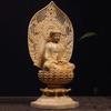 Solid wood carving Lotus Shakyamuni Buddha Statue Handmade- Chinese Buddha statue Suitable for home living room office ornaments