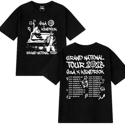 Neues Kendrick Lamar SZA Grand National Tour 2025 T-Shirt Herren Damen Vintage Hip Hop Streetwear Unisex Baumwoll-Kurzarm-T-Shirts