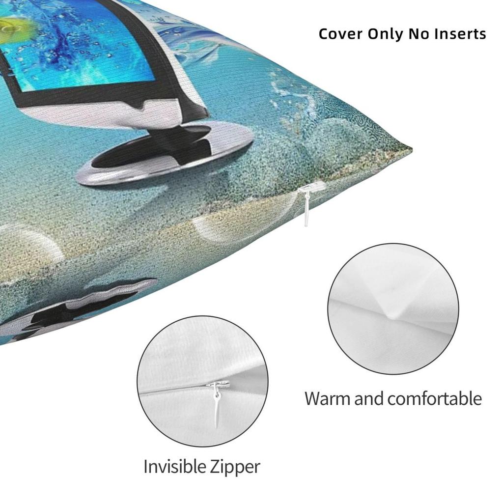 Frutiger Aero Aesthetic Square Pillowcase Polyester Linen Velvet Creative Zip Decor Pillow Case Room Cushion Cover Wholesale