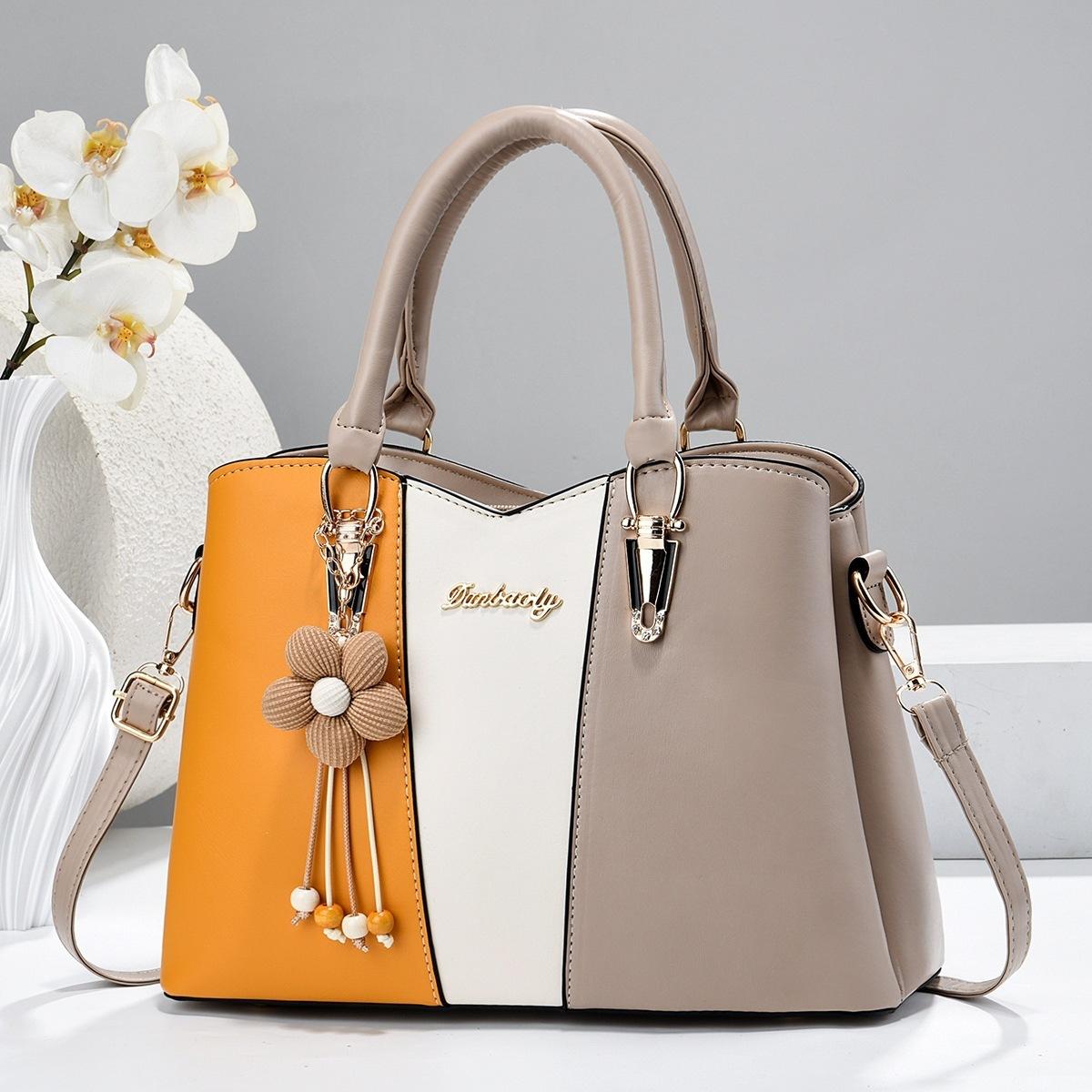 2026 New Color Blocking Splicing Shoulder Bag
