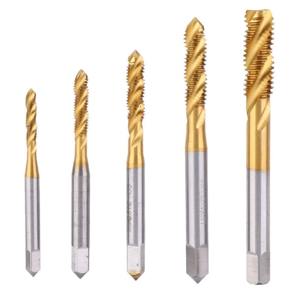 5pcs HSS Material Spiral Flute Taps M3-M8 Size Machine Thread Taps Metric Thread Taps Machine Use