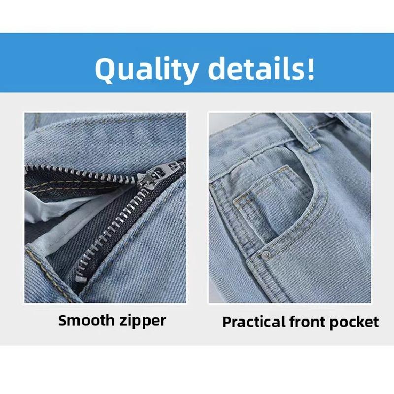 New design side-stitched ripped denim jeans for women 2026, loose-fitting, figure-flattering, floor-length wide-leg pants
