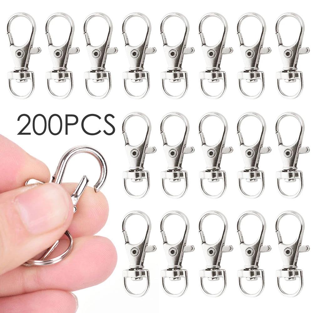 25/50/100/200Pcs Swivel Lobster Clasp Stainless Steel Key Ring Clasp Portable Dring Snap Buckle Jewelry DIY Crafts Lanyard Chain