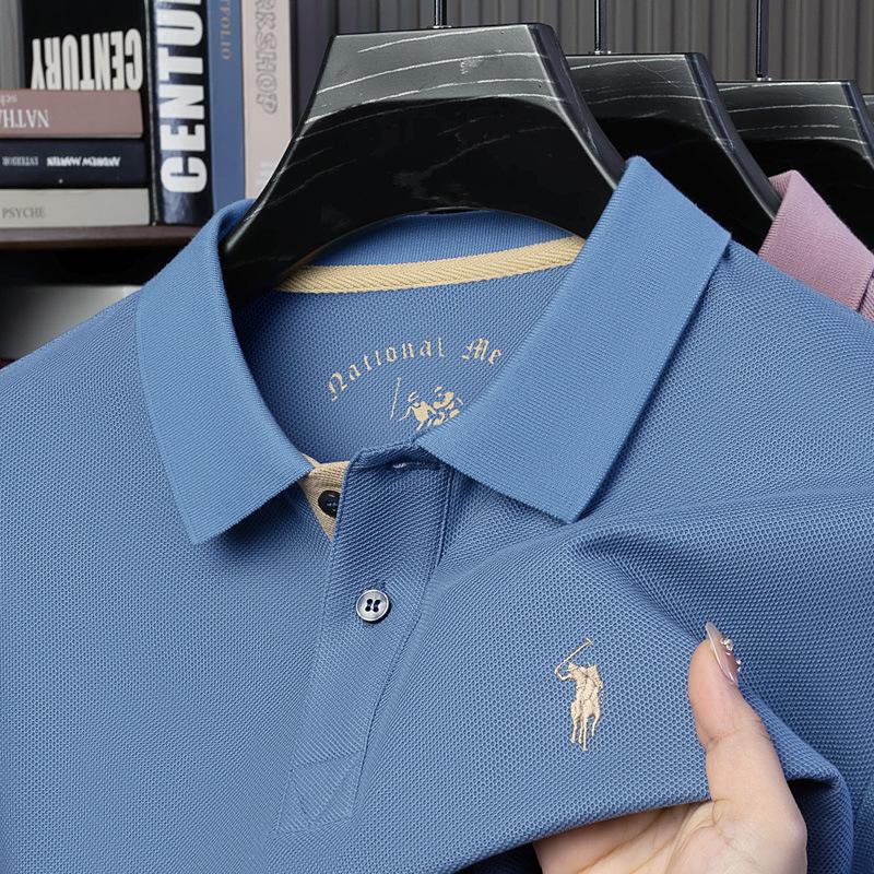 Mercerized Cotton Polo Shirt: Men's Summer Short Sleeve with Small Pony Logo
