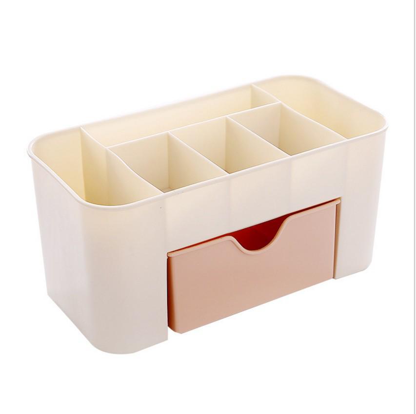 Jewelry & Cosmetics Desk Organizer: Plastic Drawer for Skincare, Brushes, & Lipsticks