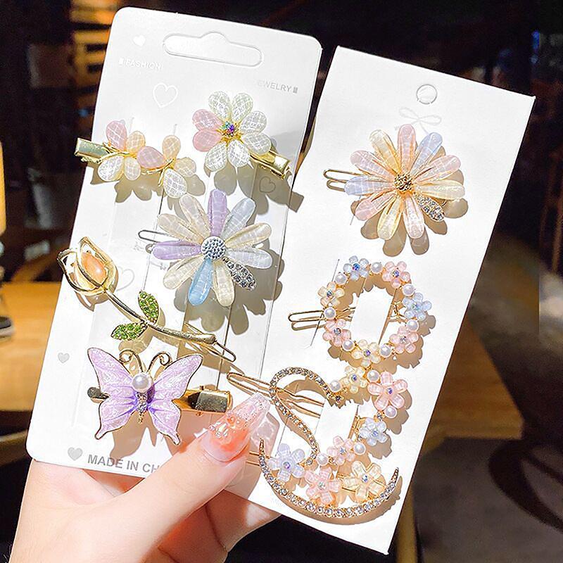 Γλυκά Πολύχρωμα Φουρκέτες Λαμπερό Λουλούδι Καρδιά Κλιπ Μαλλιών Για Κορίτσια Πλαϊνές Μπαρέτες Χαριτωμένες Φουρκέτες Αξεσουάρ Μαλλιών